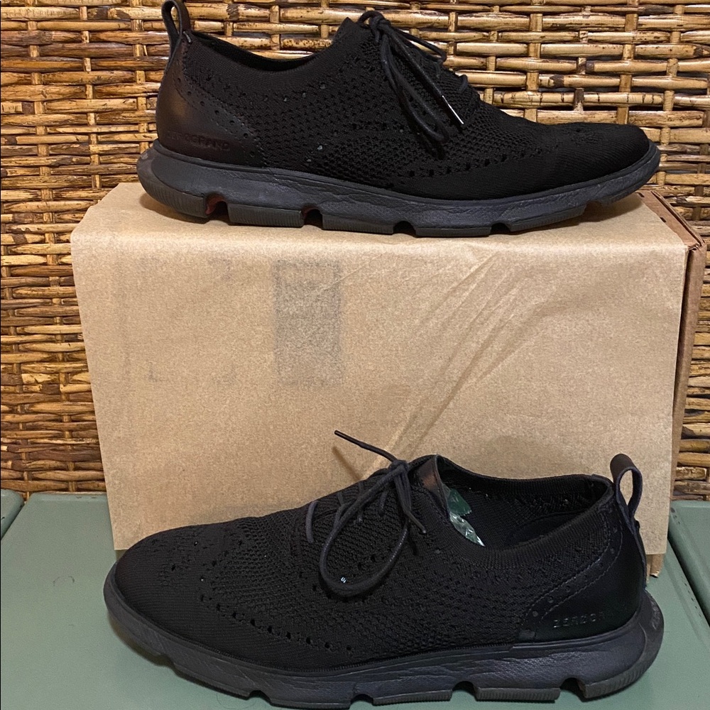 EUC Cole Haan ZeroGrand Knit Oxford Dress Black mesh Lace-Up show 10.5